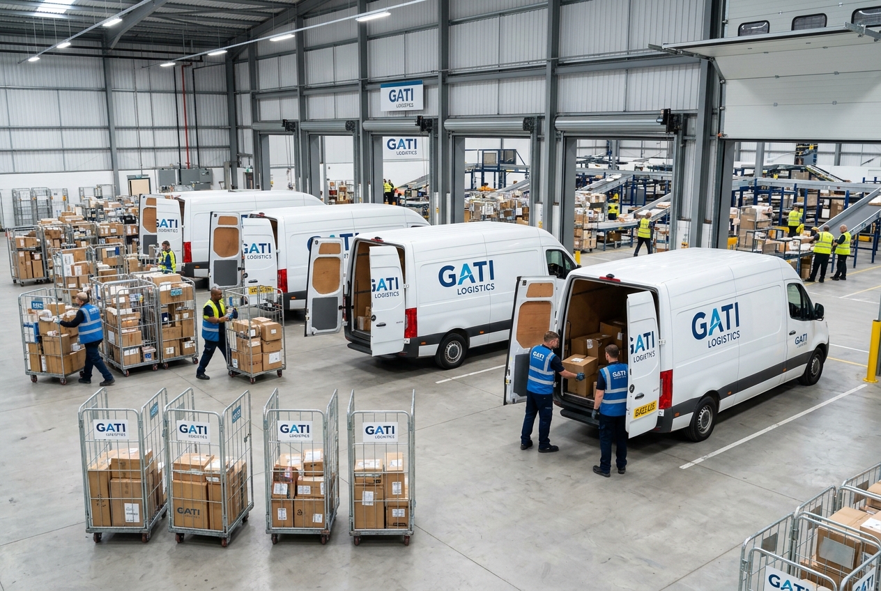 Parcel Loading Bay with Delivery Vans
